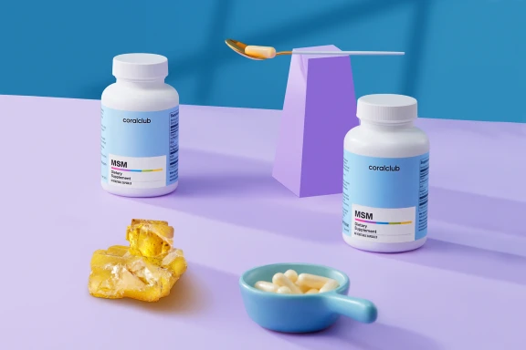 MSM – complemento alimenticio. Peso neto: 57 g.